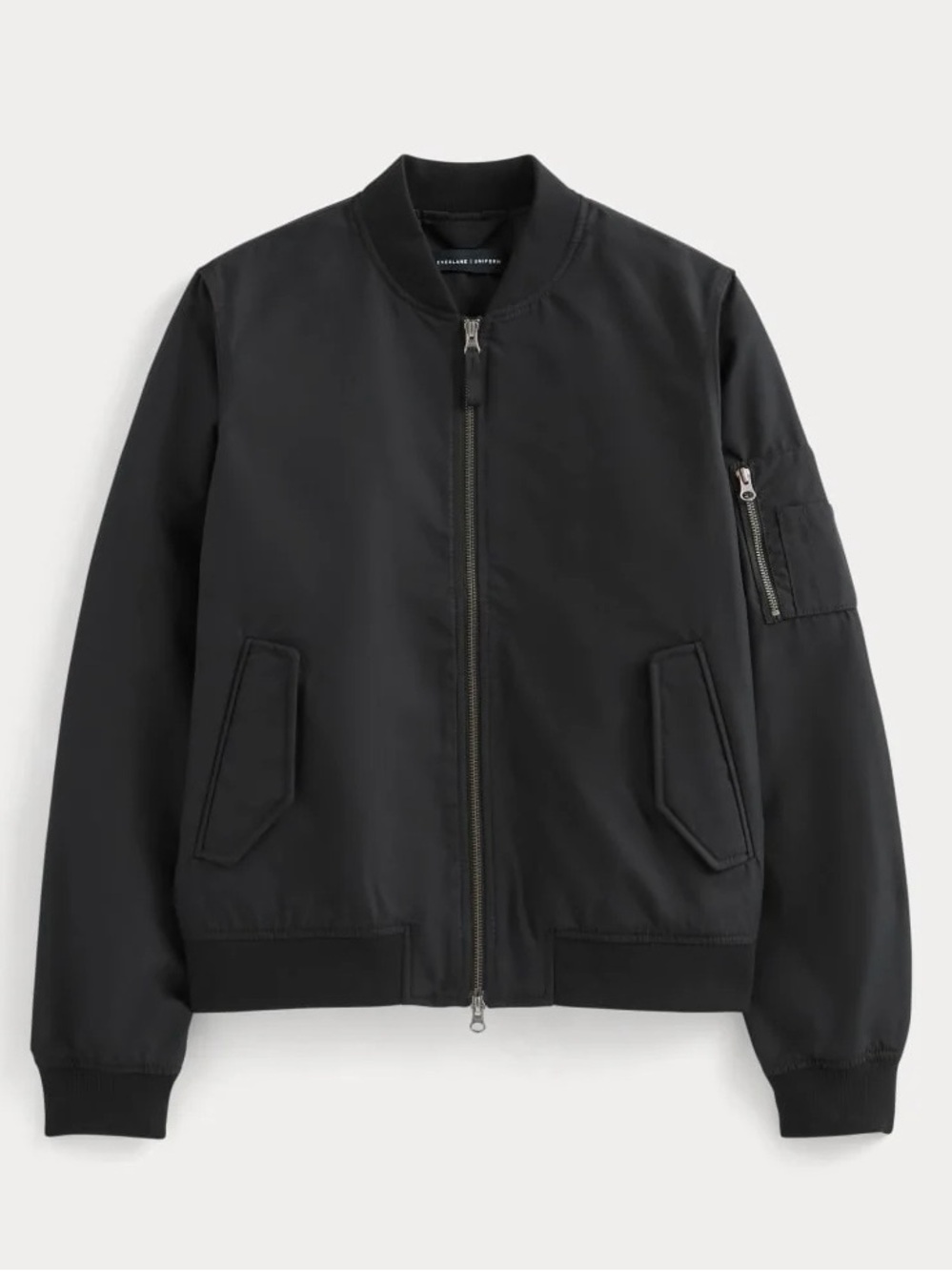 Everlane Black Bomber Jacket with Zip Pocket - M